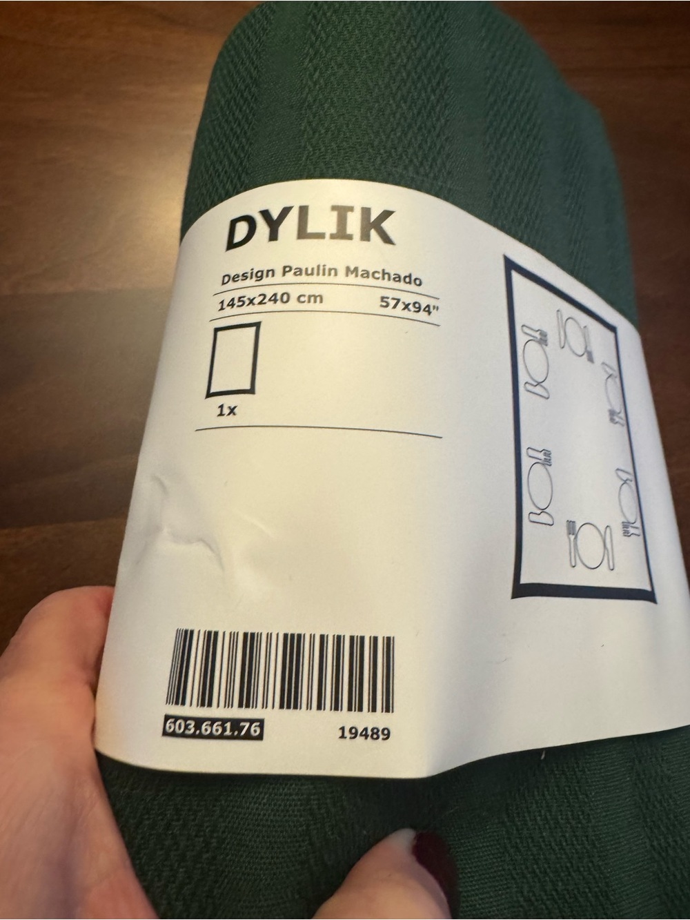 IKEA Dylik Dark Green Tablecloth 57x94 in NEW